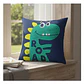 Funda Cojin 45x45 InfantilDinosaurio Turquesa Azul Lino Poly - Miniatura 1