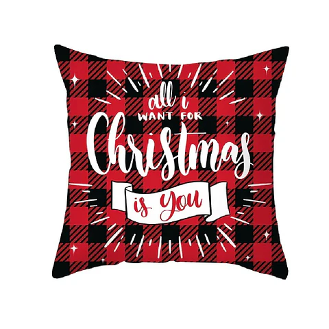 Funda Cojin 45x45 Navidad Rojo/Negro Lino Poly
