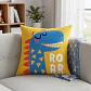 Funda Cojin 45x45 Infantil Dinosaurio Azul Naranjo Lino Poly - Miniatura 1