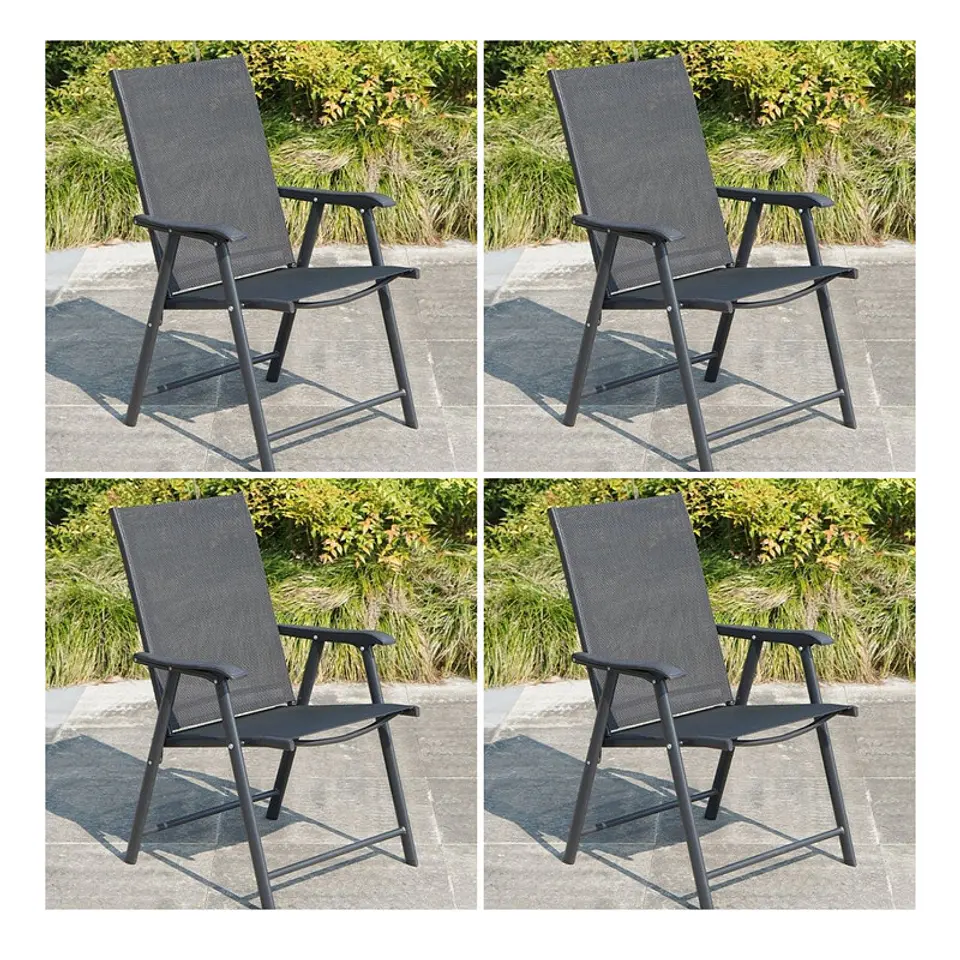 Set 4 Sillas Plegables Terraza Apoyabrazos  Jardin Exterior 1