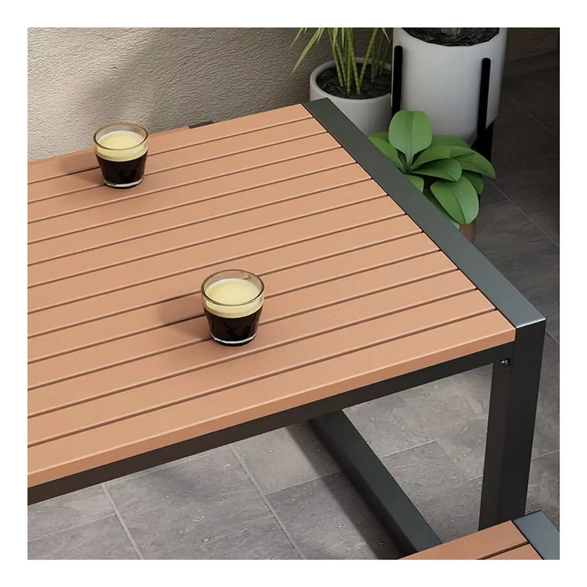 Juego Terraza Comedor Mesa + 2 Bancas 2
