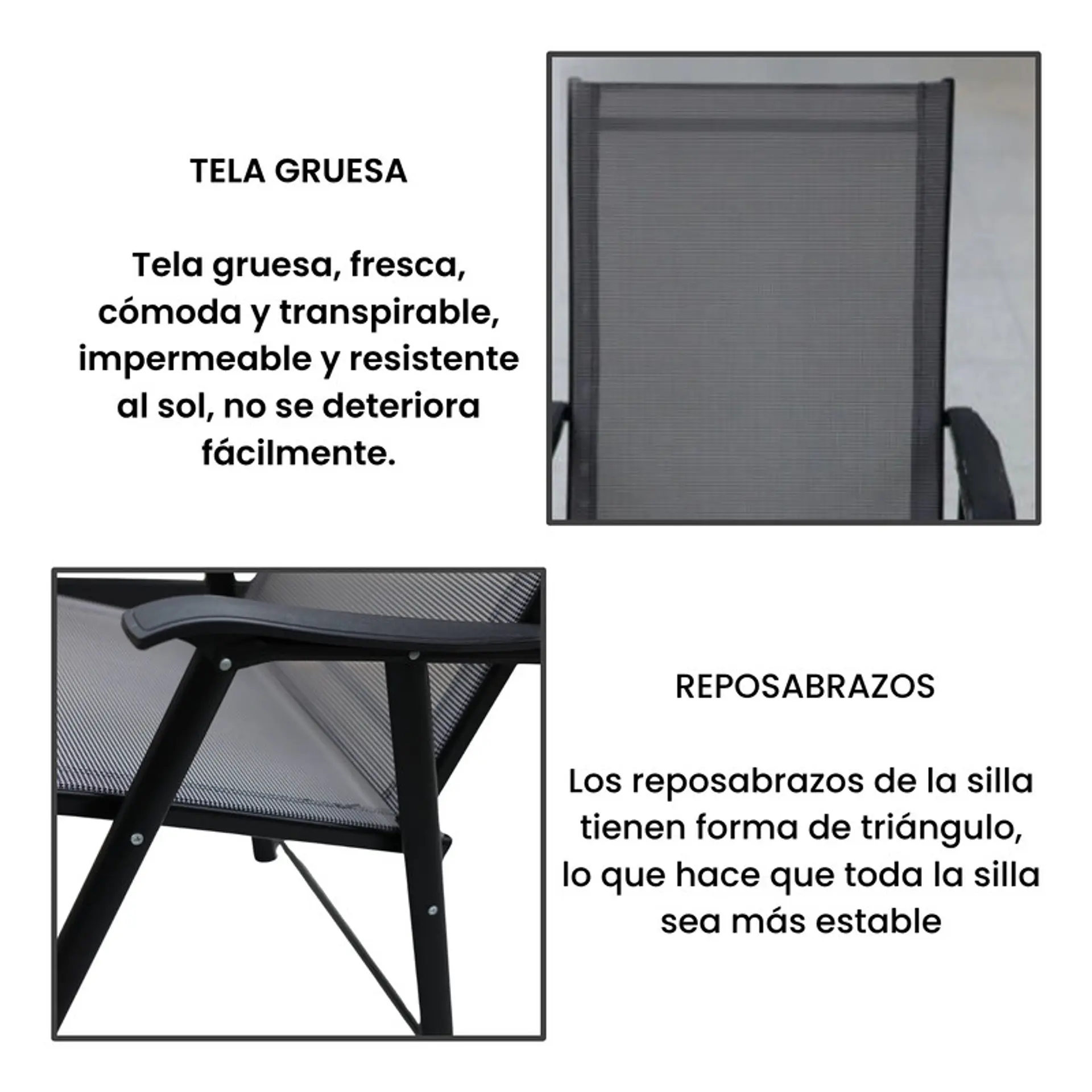 Set 4 Sillas Plegables Terraza Apoyabrazos  Jardin Exterior 3