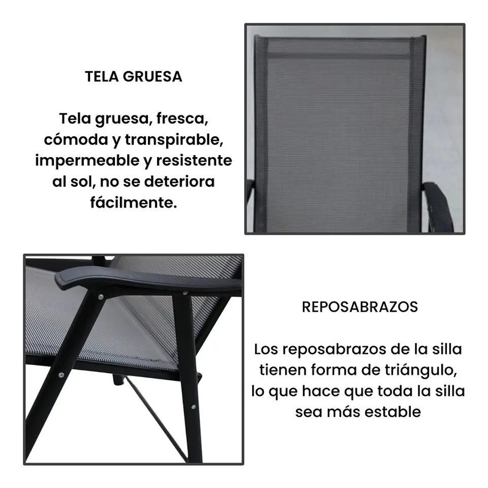 Set 4 Sillas Plegables Terraza Apoyabrazos  Jardin Exterior 3