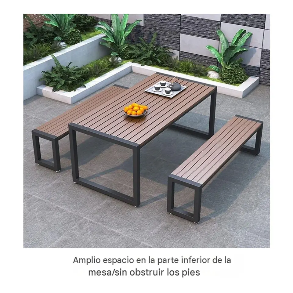 Juego Terraza Comedor Mesa + 2 Bancas 6