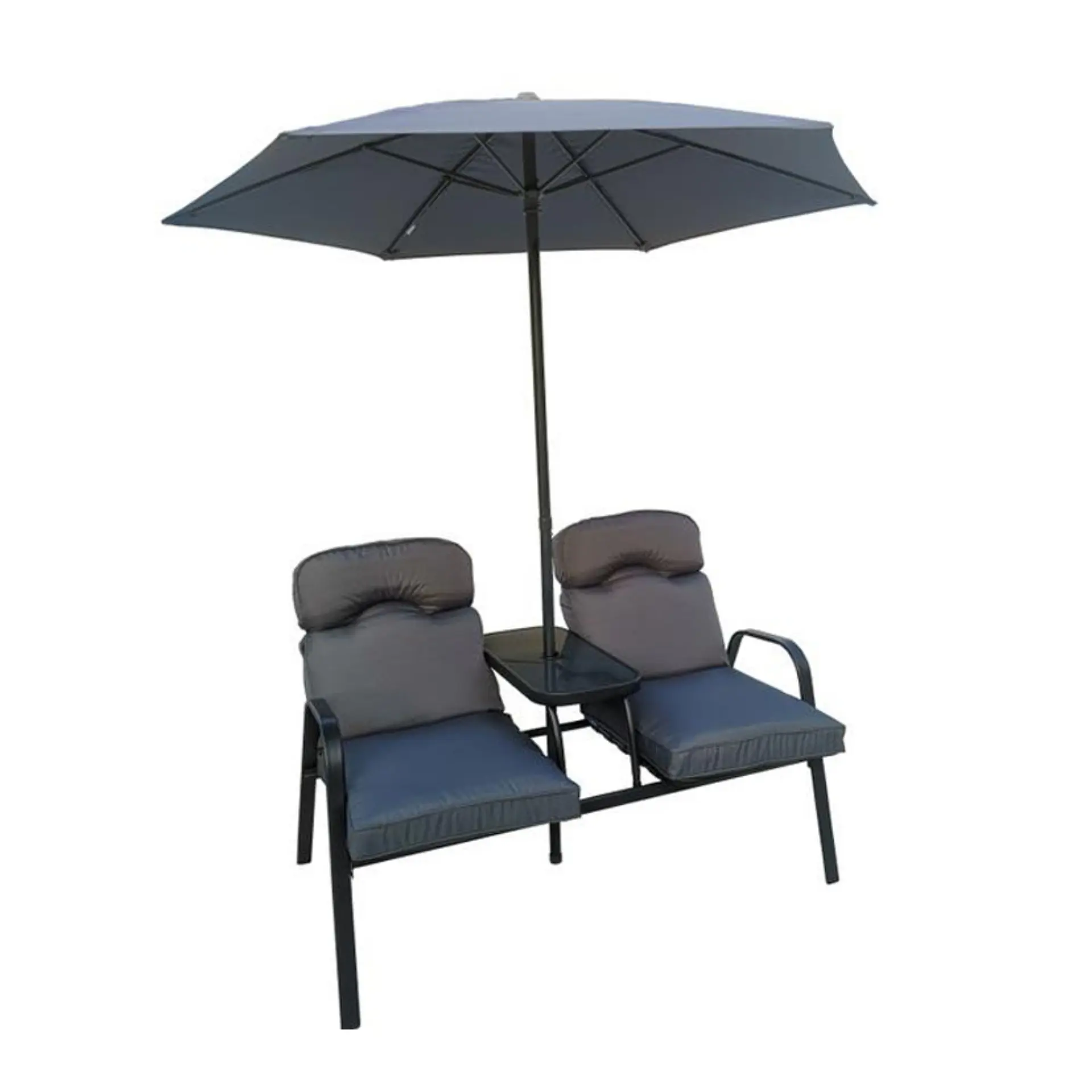 Juego Terraza 2 Sillas Mesa + Quitasol Sillones Exterior 2