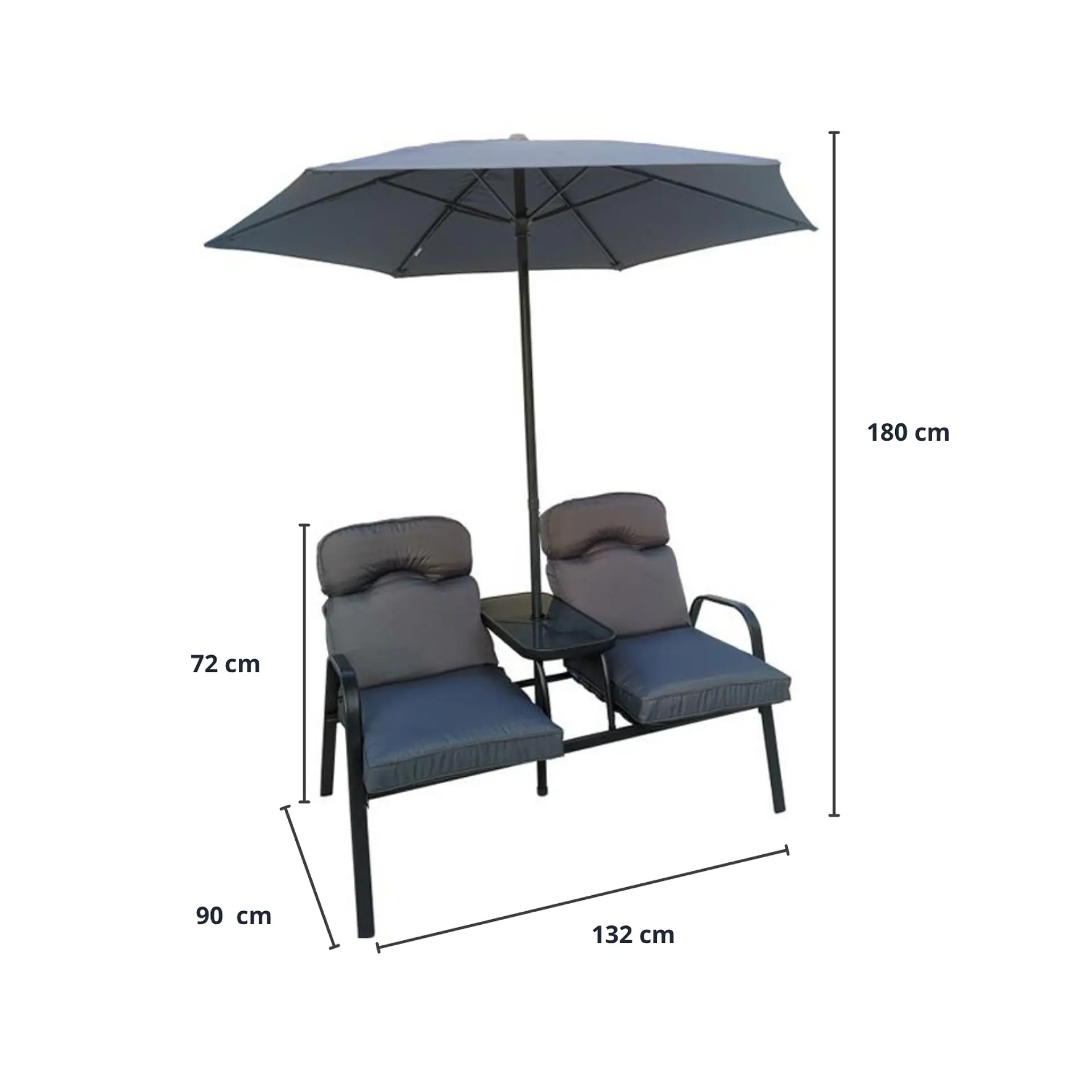 Juego Terraza 2 Sillas Mesa + Quitasol Sillones Exterior 4