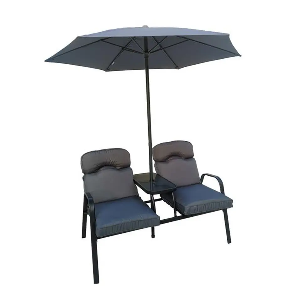 Juego Terraza 2 Sillas Mesa + Quitasol Sillones Exterior 5