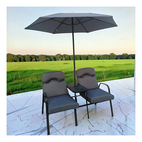 Juego Terraza 2 Sillas Mesa + Quitasol Sillones Exterior