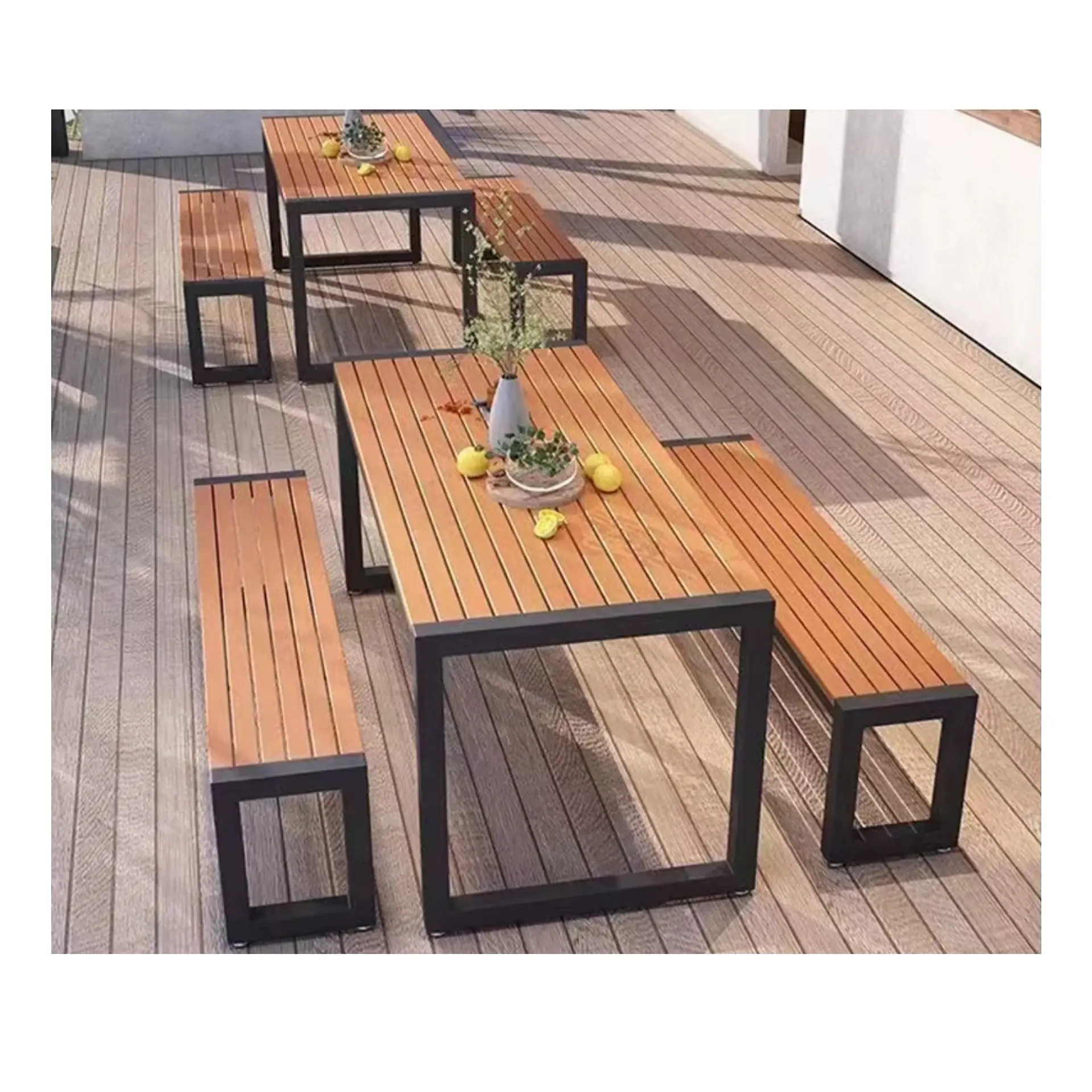 Juego Terraza Comedor Mesa + 2 Bancas 8