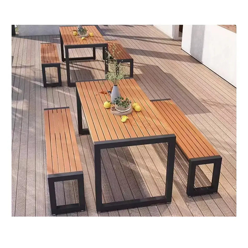 Juego Terraza Comedor Mesa + 2 Bancas 8