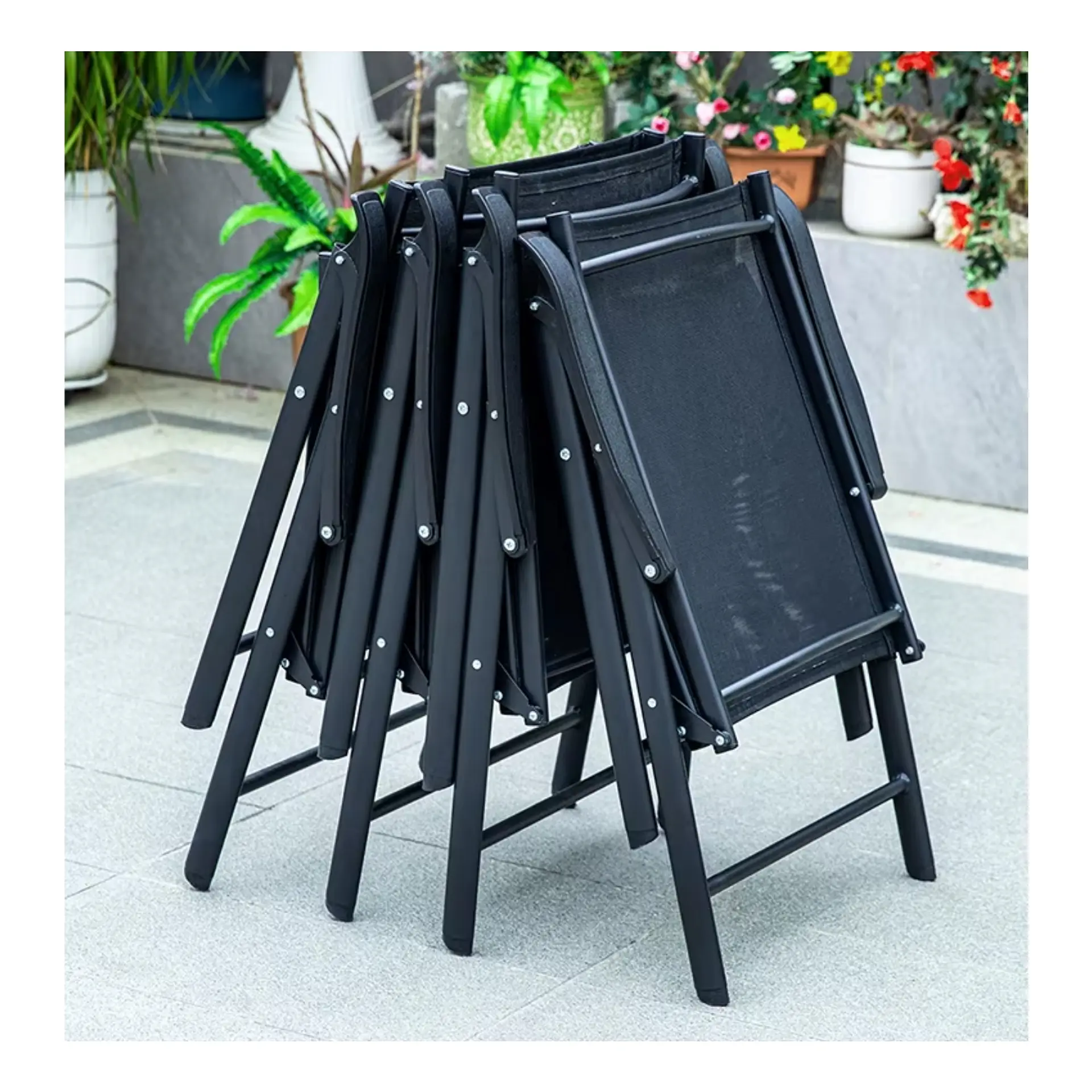 Set 4 Sillas Plegables Terraza Apoyabrazos  Jardin Exterior 3