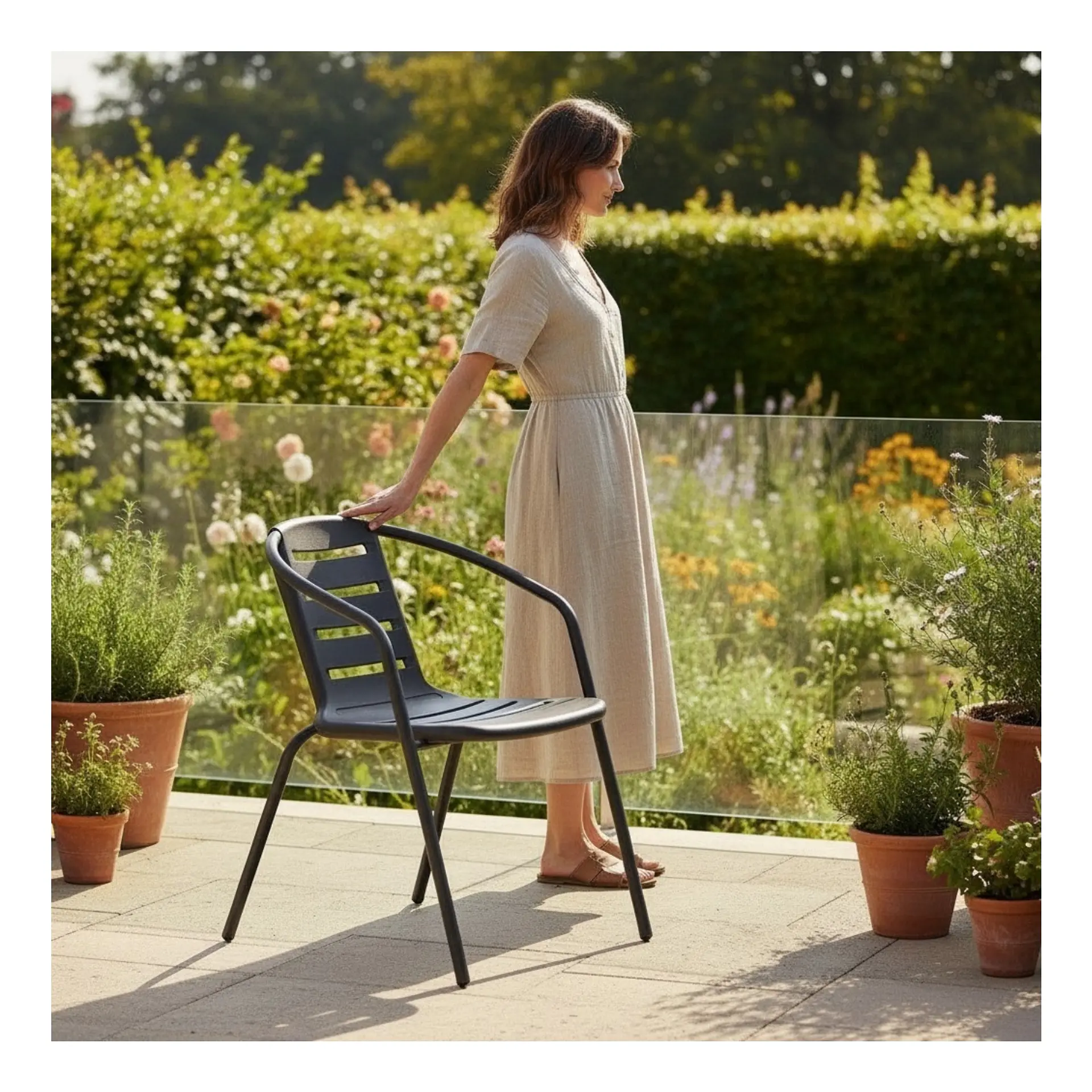 Set 2 Sillas Terraza Con Brazos Jardin Exterior Patio Cafe 4