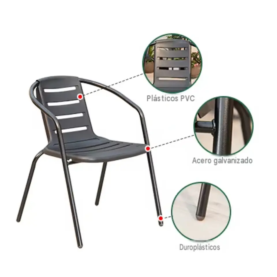 Set 2 Sillas Terraza Con Brazos Jardin Exterior Patio Cafe 5