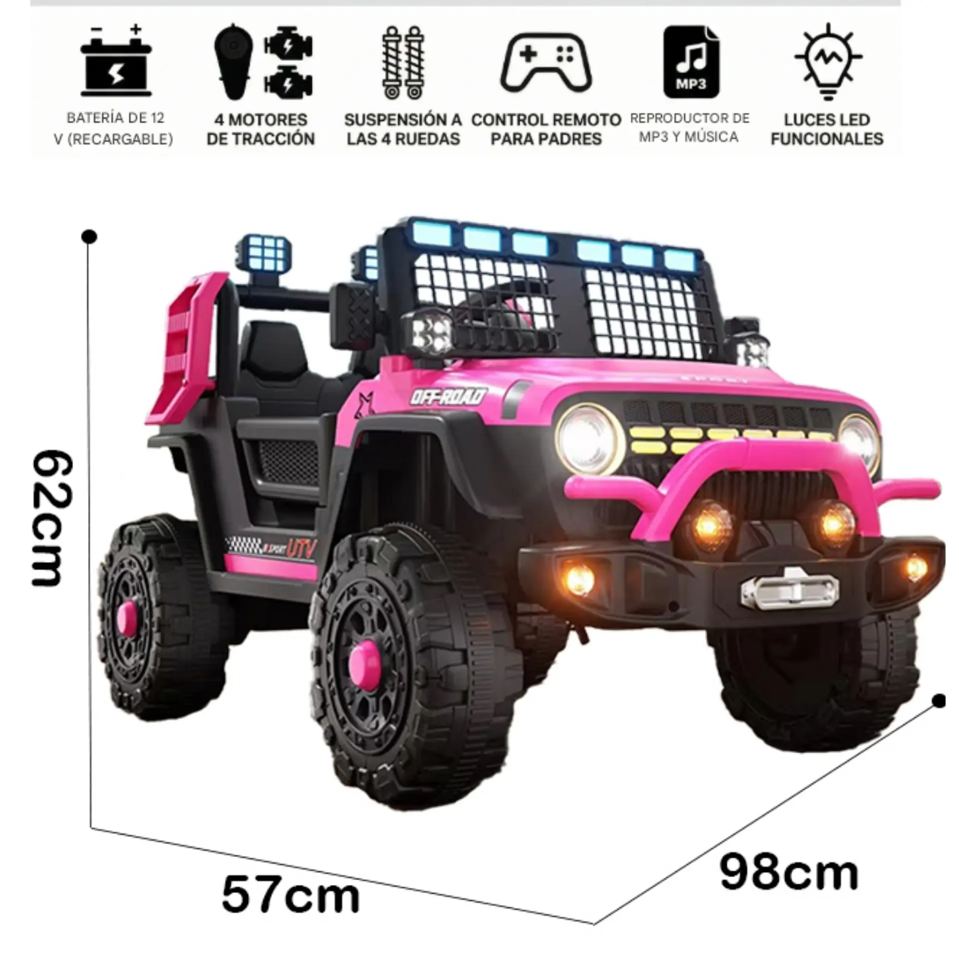 Auto Batería Jeep Eléctrico Infantil 12V Control Blaze Rosa  3