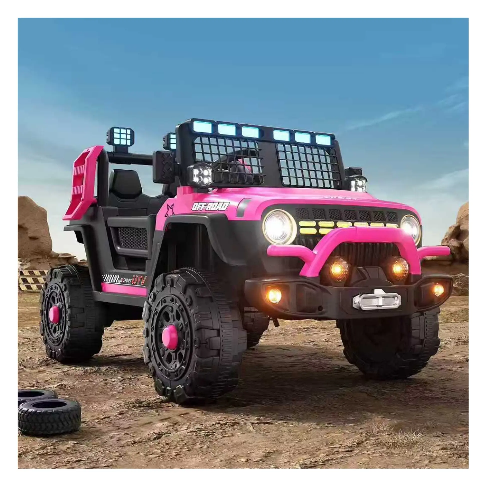 Auto Batería Jeep Eléctrico Infantil 12V Control Blaze Rosa  4