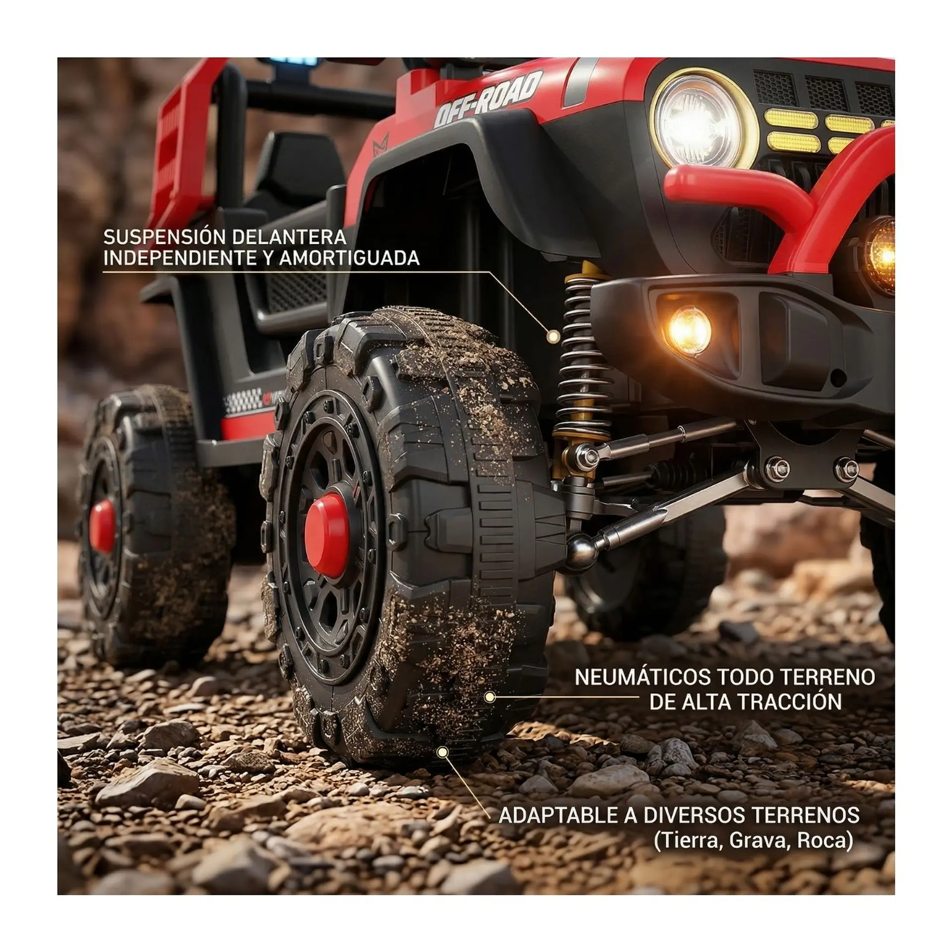 Auto Batería Jeep Eléctrico Infantil 12V Control Blaze Rojo  6