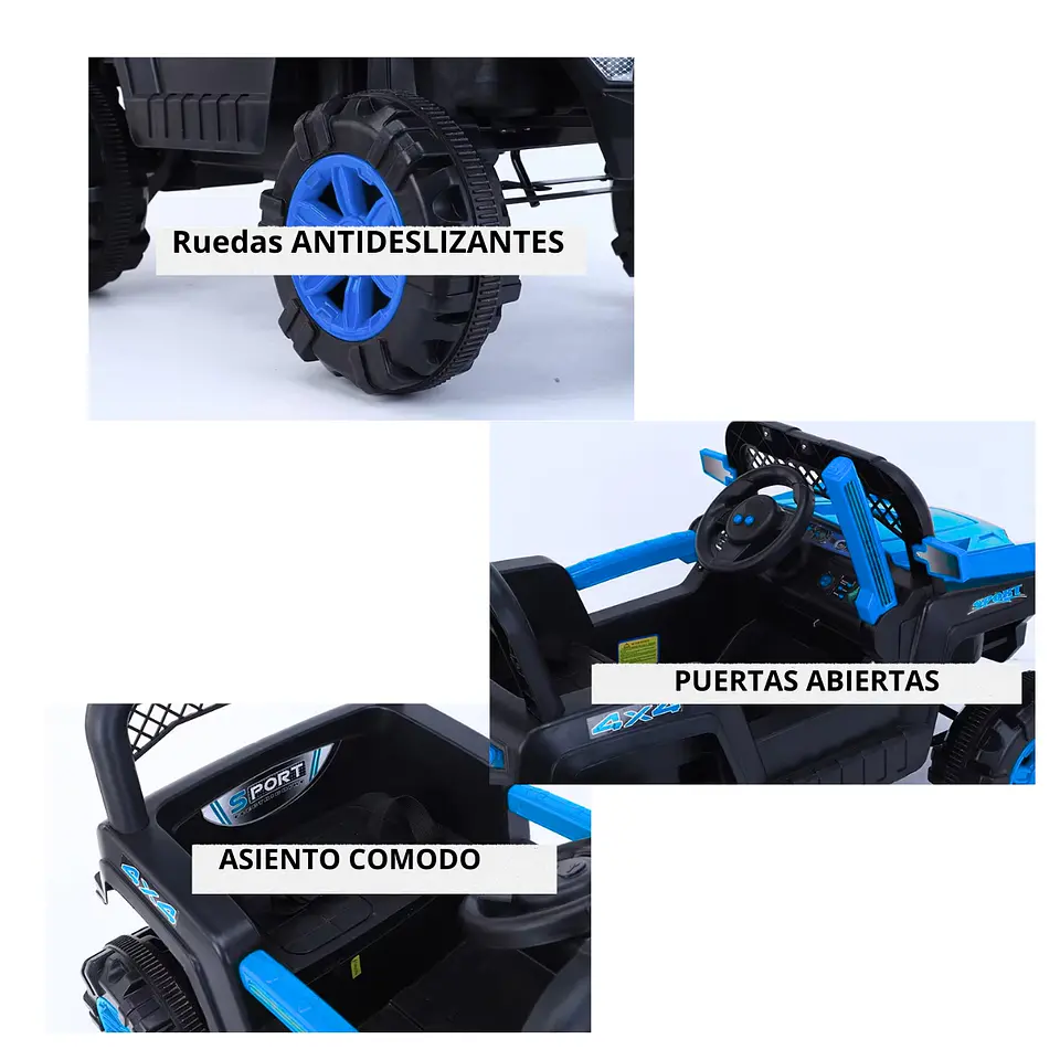 Auto Batería Jeep Eléctrico Infantil 12V Control Trail Azul  6