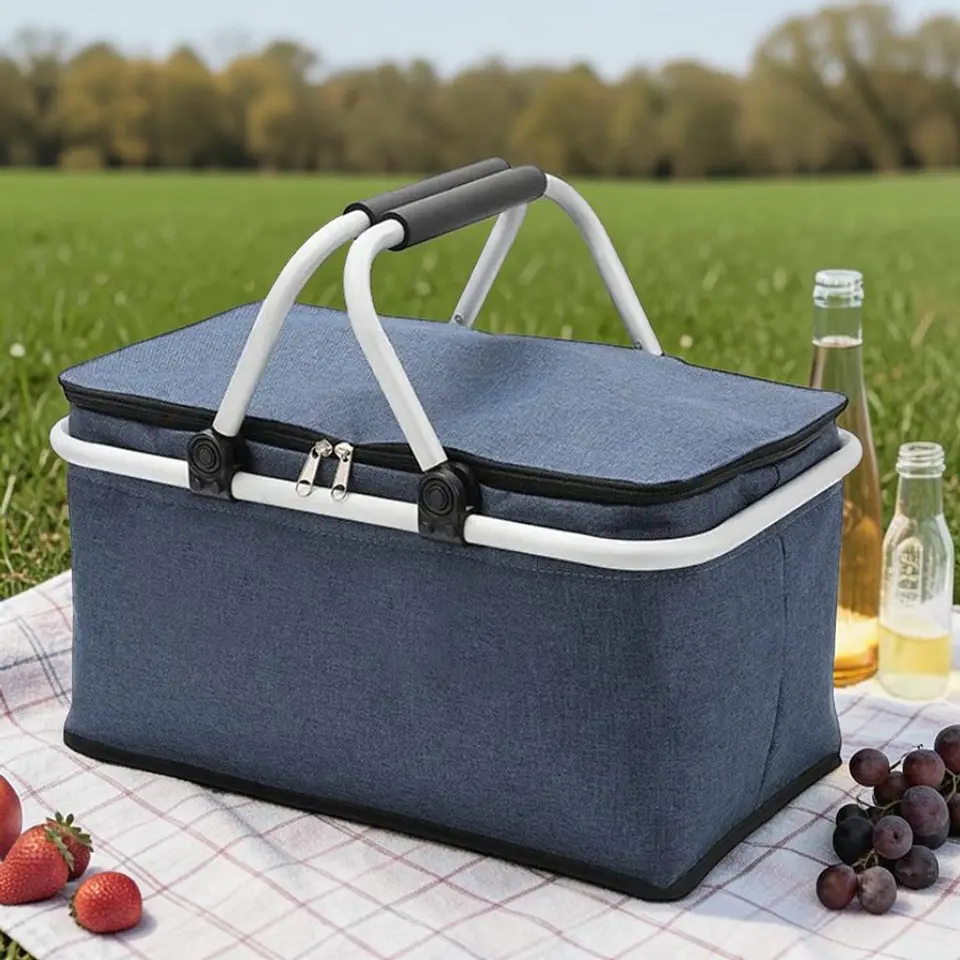 Bolso Termico Plegable Azul Cooler Canasta Picnic 1