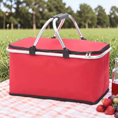 Bolso Termico Plegable Rojo Cooler Canasta Picnic