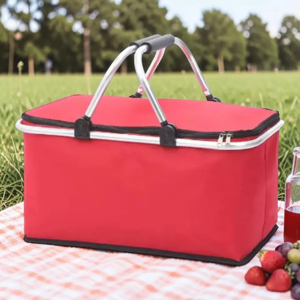 Bolso Termico Plegable Rojo Cooler Canasta Picnic 1