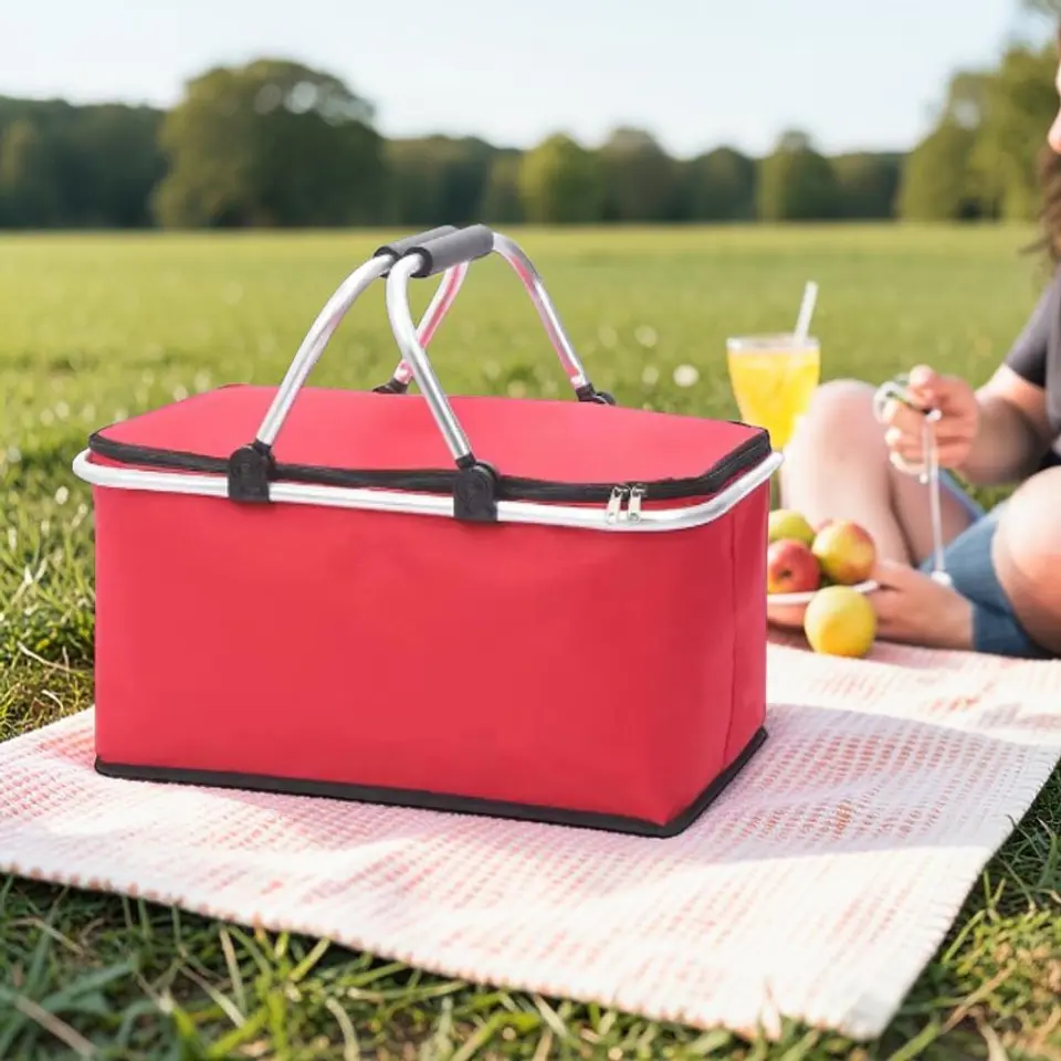 Bolso Termico Plegable Rojo Cooler Canasta Picnic 5