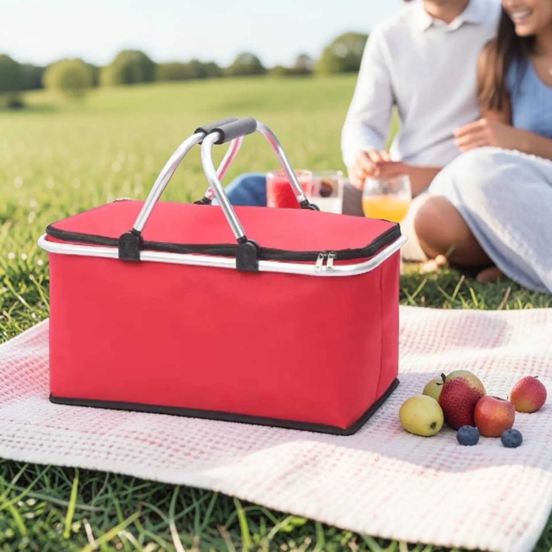 Bolso Termico Plegable Rojo Cooler Canasta Picnic 2