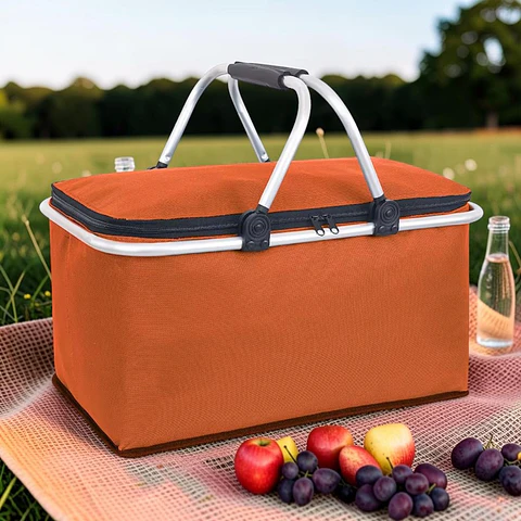 Bolso Termico Plegable Naranja Cooler Canasta Picnic