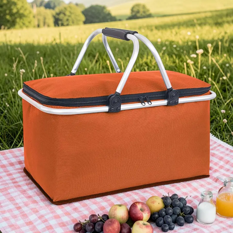 Bolso Termico Plegable Naranja Cooler Canasta Picnic 3