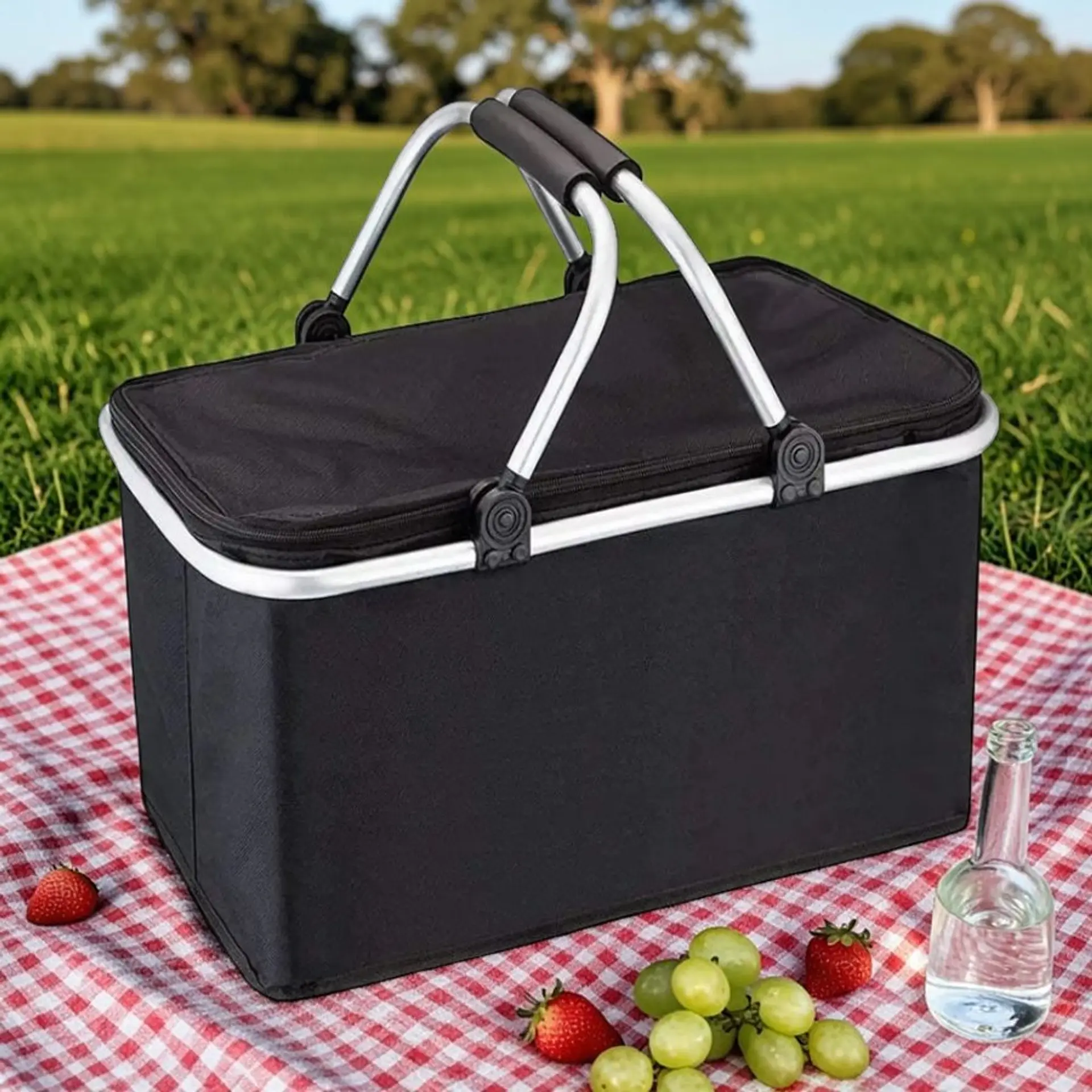 Bolso Termico Plegable Negro Cooler Canasta Picnic 1