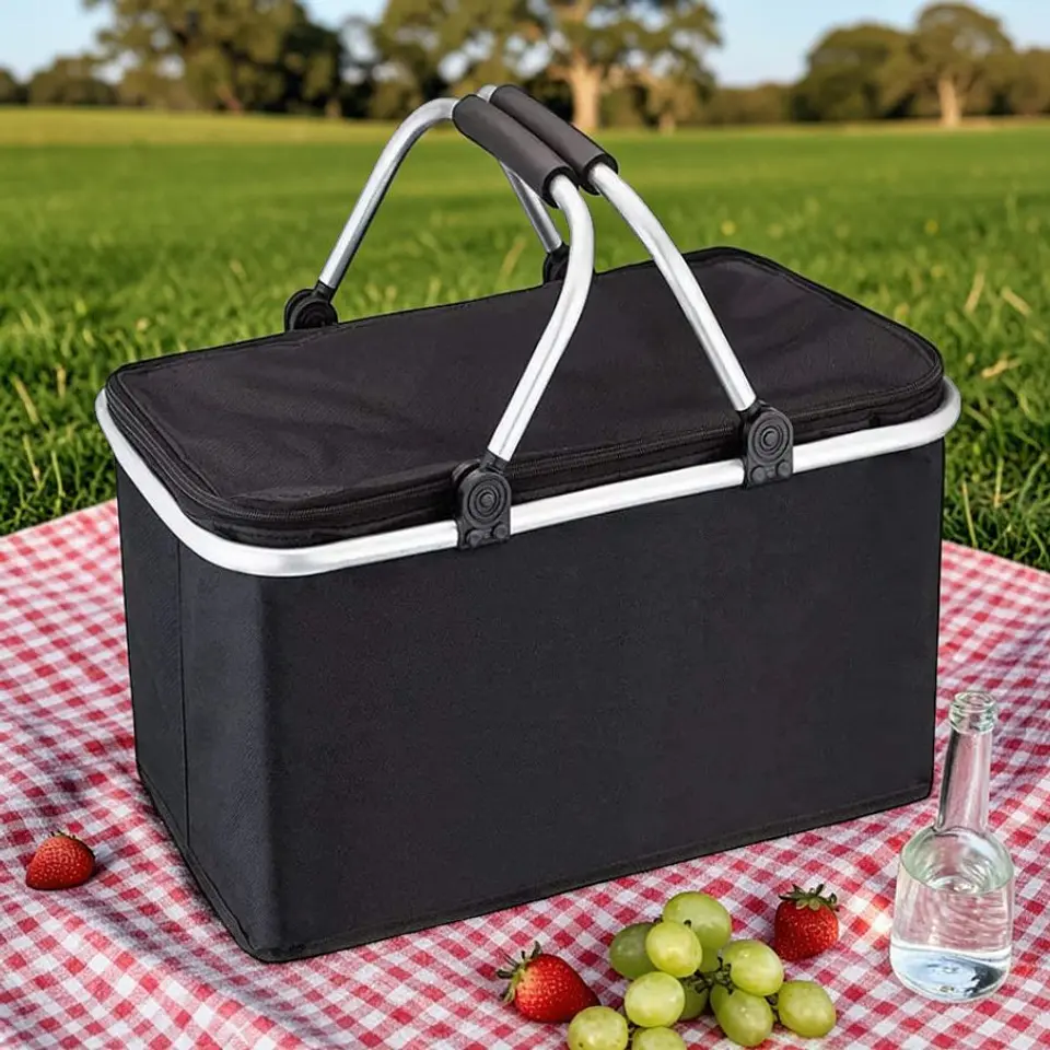 Bolso Termico Plegable Negro Cooler Canasta Picnic 1