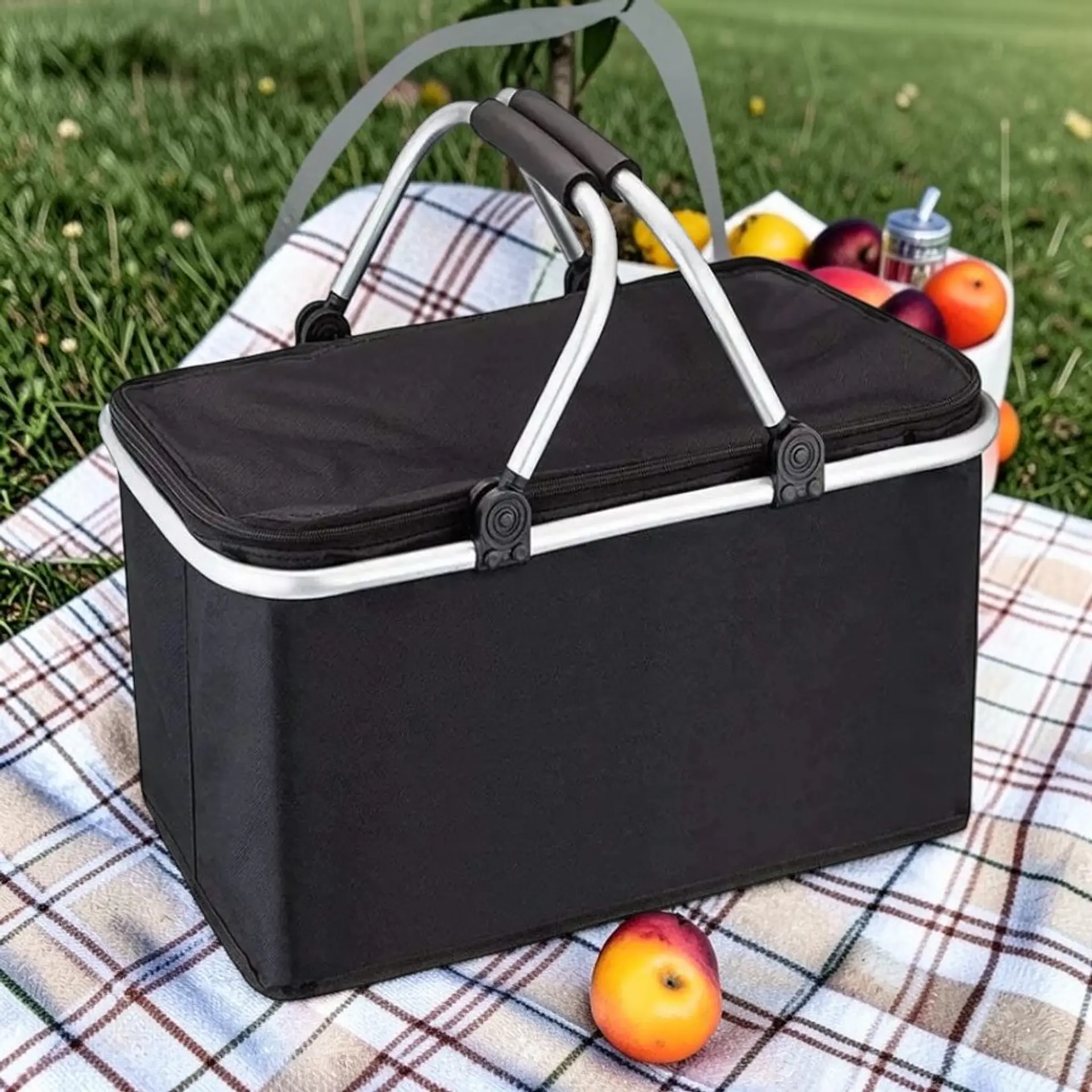 Bolso Termico Plegable Negro Cooler Canasta Picnic 6