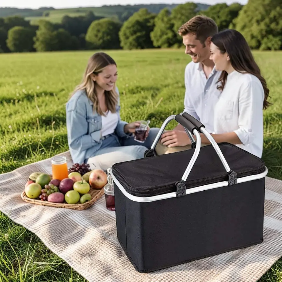 Bolso Termico Plegable Negro Cooler Canasta Picnic 3