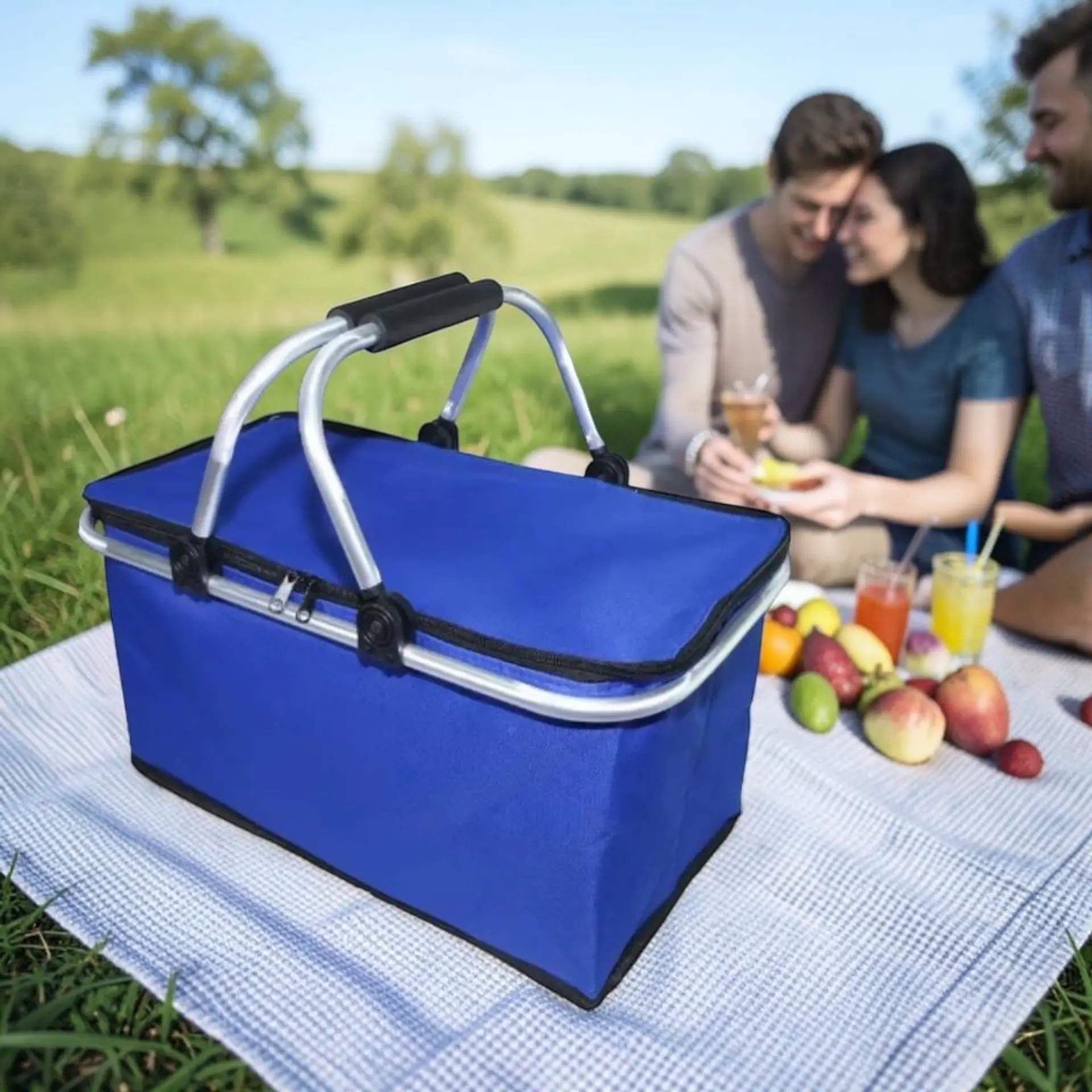 Bolso Termico Plegable Azul Rey Cooler Canasta Picnic 3