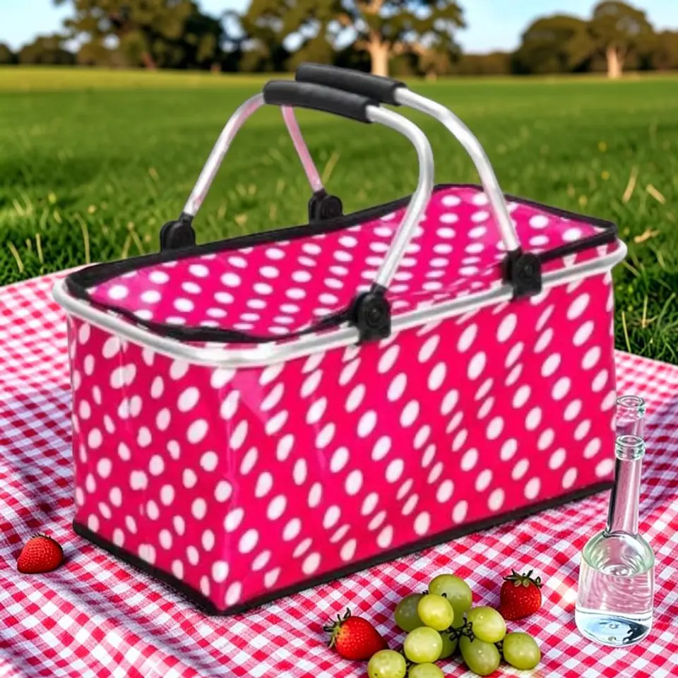 Bolso Termico Plegable Puntos Rojos Cooler Canasta Picnic 1