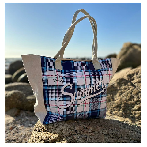 Bolso Playa Lona Algodon Summer Con Cierre Fuelle Grande