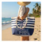 Bolso Playa Lona Algodon Con Cierre Ancla Azul - Miniatura 3