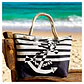 Bolso Playa Lona Algodon Con Cierre Ancla Azul - Miniatura 2