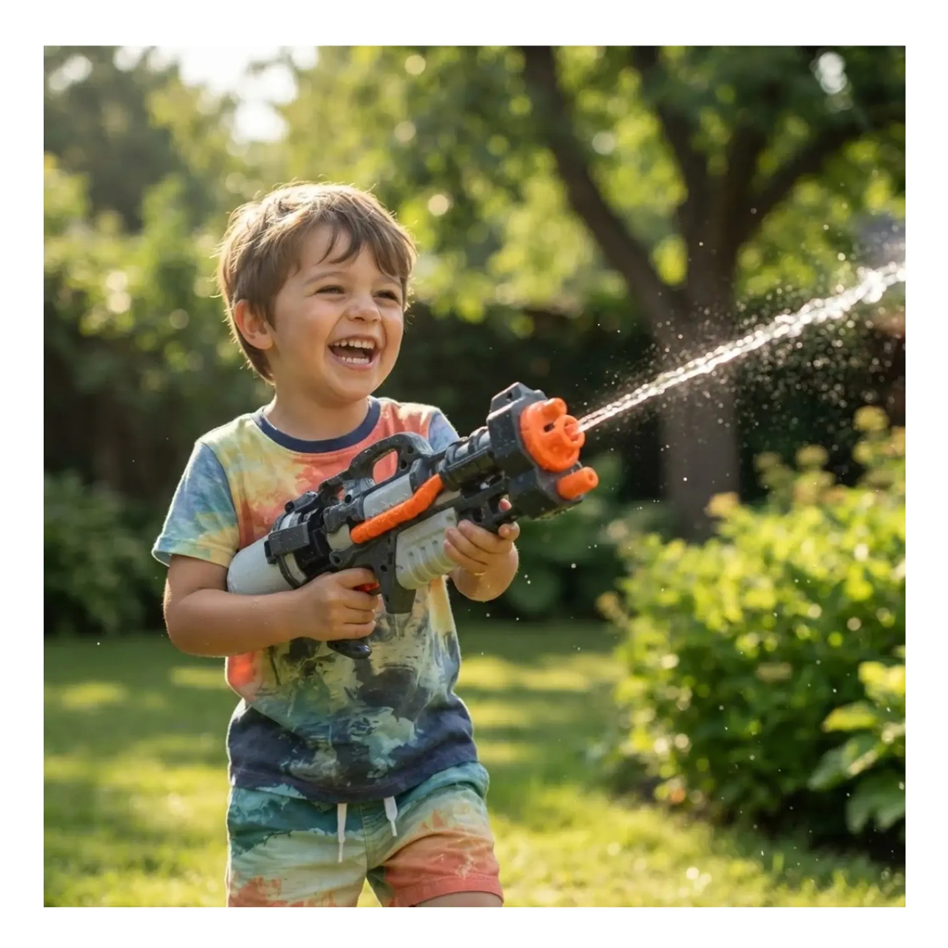 Pistola De Agua Diseño Militar Negro Gri 3