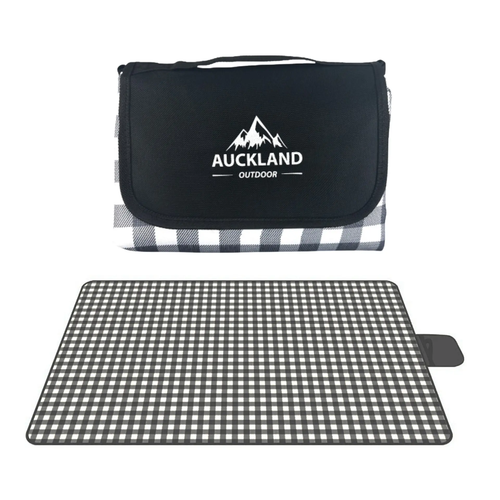 Manta Picnic Impermeable Cuadros Negros 150 x 180 cm 2