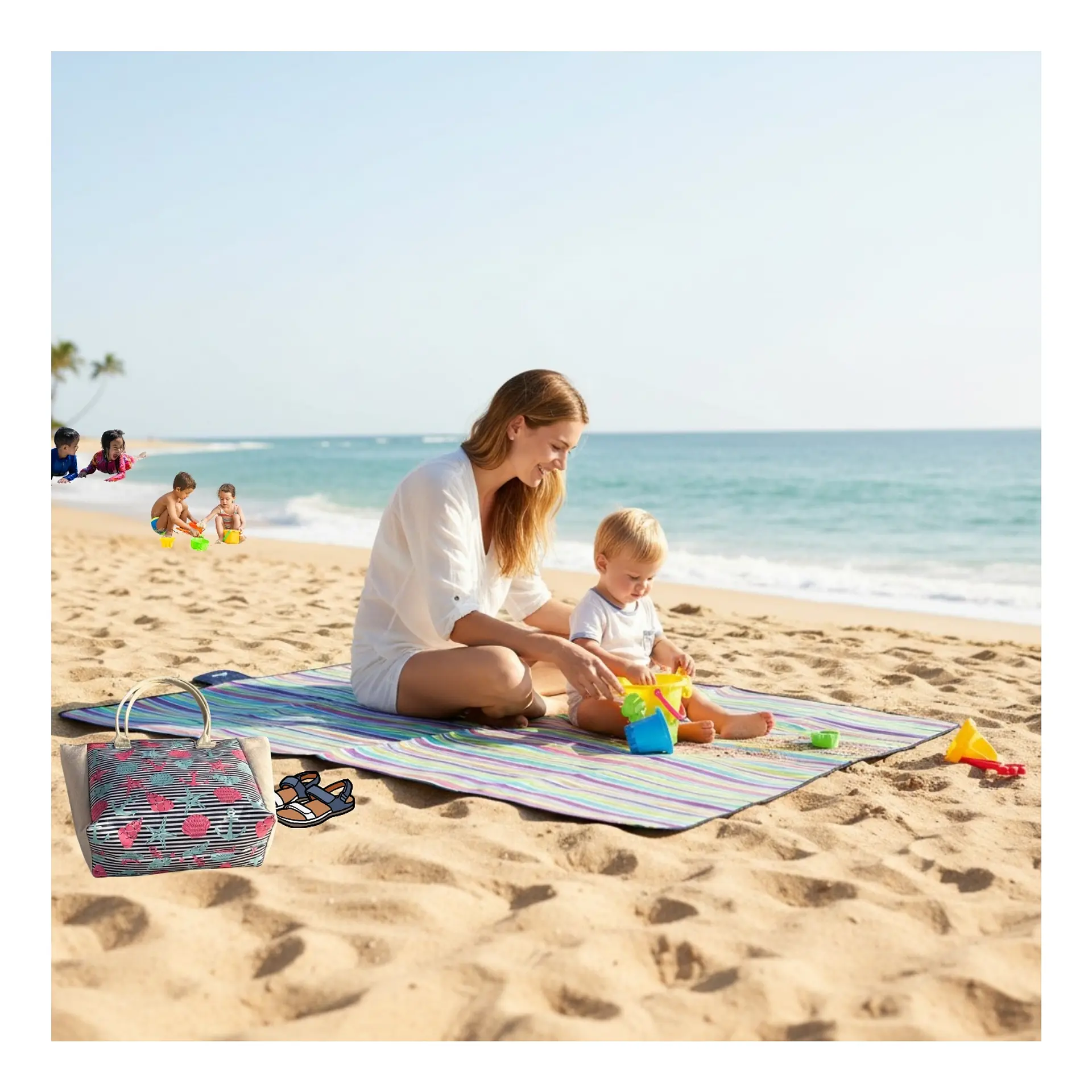 Manta Picnic Impermeable Hojas Verdes 150 x 180 cm 6