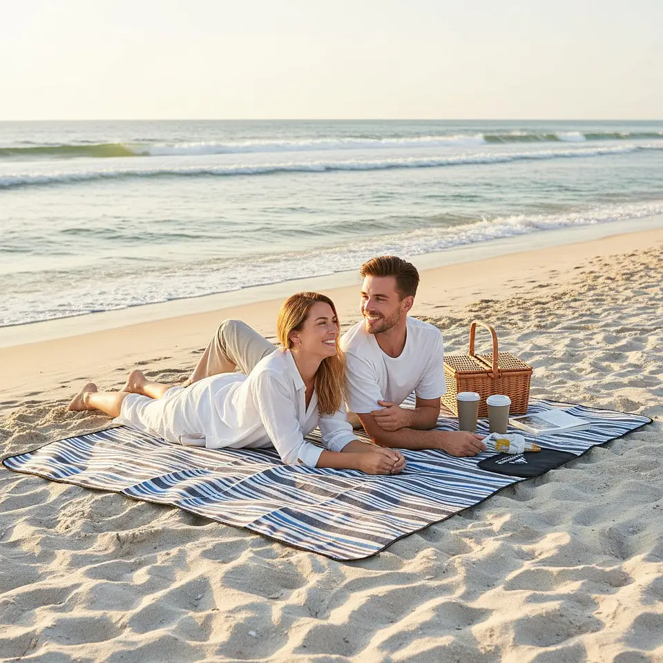 Manta Picnic Impermeable Linea Azul 150 x 180 cm 5
