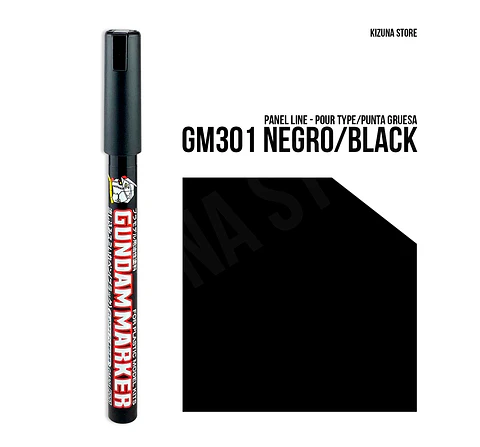 GM301 - Gundam Marker Panel Line Pour Type - Punta Gruesa Negro - Black