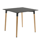 Comedor mesa cuadrada negra 80cm + 4 sillas Patchwork wood Celeste 3
