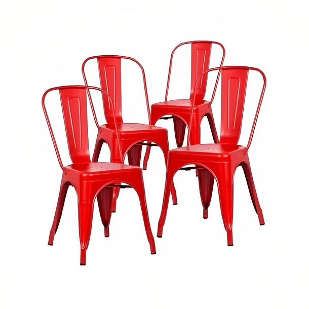 Pack de 4 sillas Tolix Rojas 1