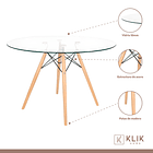 Comedor Mesa Eames Vidrio 80cm + 4 Sillas Eames Negras 3