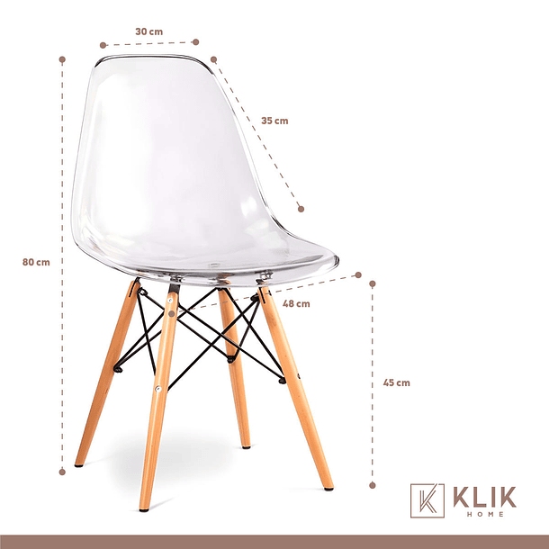 Comedor Mesa Eames de Vidrio 80cm - 4 Sillas Eames transparentes 6