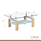 Mesa de centro para living rectangular de vidrio y madera 5