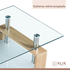 Mesa de centro para living rectangular de vidrio y madera 6
