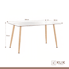 Comedor mesa rectangular vidrio 120cm + 6 sillas Patchwork wood Celeste 5