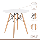 Comedor Mesa Redonda blanca 80cm + 4 sillas Windsor blanca 3